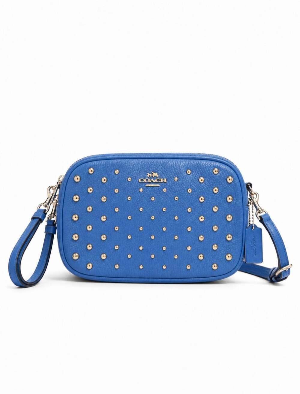 Coach 56533 Lapis Blue Ombre Rivet Crossbody Clutch Pebbled Leather NWT